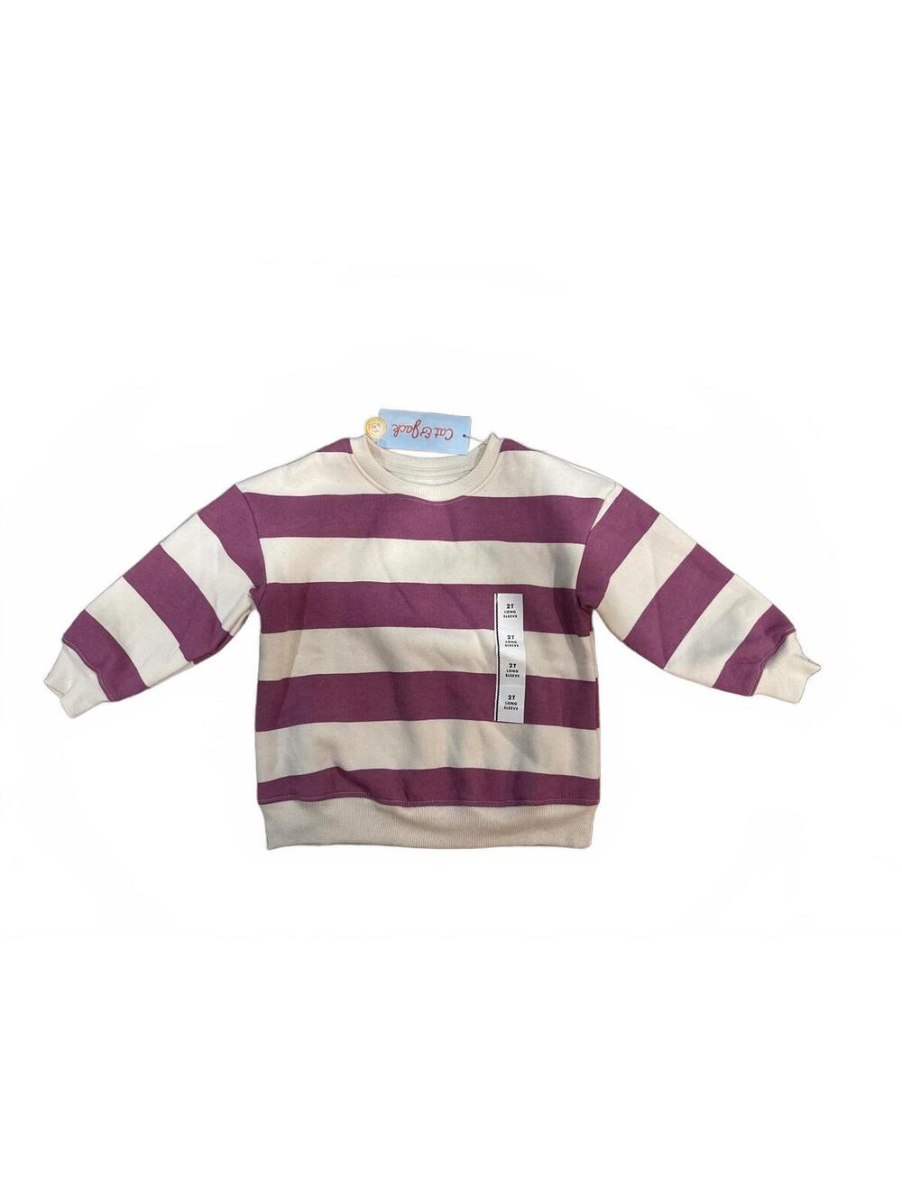 Cat & Jack Toddler Girls Mauve Stripe Long Sleeve Sweatshirt 2T NWT